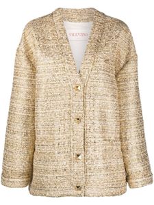 Valentino Garavani cardigan Roman Stud en tweed à fini métallisé - Or