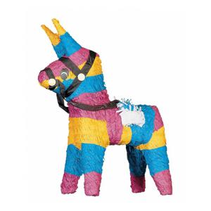 Pinata van papier - Ezel thema - 26 x 51 cm - Feestartikelen verjaardag - multi kleuren