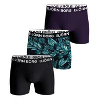 Bjorn Borg boxershorts 3-pack cotton stretch zwart-paars-print - thumbnail