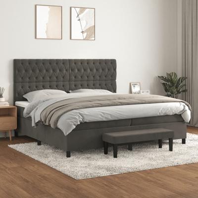Boxspring met matras fluweel donkergrijs 200x200 cm
