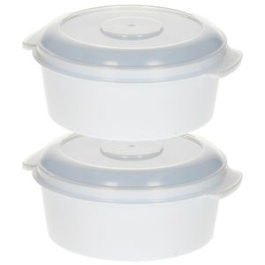 Magnetronschaal - 2x - 500 ml - wit / transparant - kunststof - BPA vrij