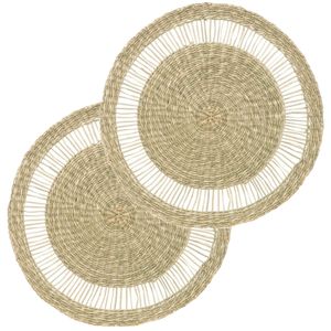 Set van 12x stuks placemats zeegras naturel 38 cm