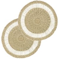 Set van 12x stuks placemats zeegras naturel 38 cm - thumbnail