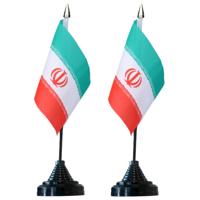 Vlag Iran tafelvlaggetjes - 2x stuks - 10 x 15 cm vlag - met zwarte standaard Vlag Iran tafelvlaggetjes - 2x stuks - 10 x 15 cm vlag - met zwarte standaard