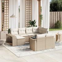11-delige Tuinset met kussens poly rattan beige