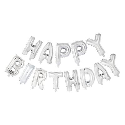 Globos Folieballon tekst happy birthday zilver