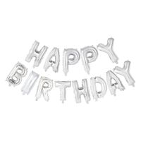 Globos Folieballon tekst happy birthday zilver