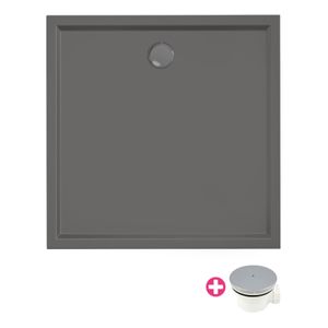Douchebak Xenz Mariana | 90x90x4 cm | Incl.Afvoersifon-Chroom | Acryl | Vierkant | Antraciet mat