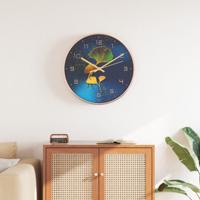 VidaXL Wandklok ø29,5 cm polystyreen en glas goudkleurig en blauw