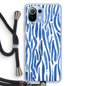 Blauwe nerven: Xiaomi Mi 11 Lite Transparant Hoesje met koord