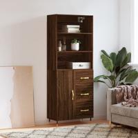 Hoge kast 69,5x34x180 cm bewerkt hout bruin eikenkleur