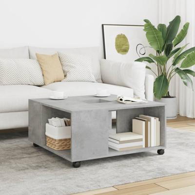 Salontafel 80x80x40 cm bewerkt hout betongrijs