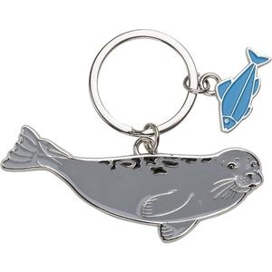 Nature Planet Dieren sleutelhanger - zeehond en een vis - metaal - 5 cm - dieren cadeau