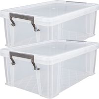 Allstore Opbergbox - 2x stuks - 10 liter - Transparant - 40 x 26 x 15 cm