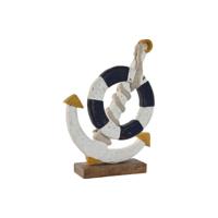 Decoratieve figuren Home ESPRIT Wit Natuurlijk Marineblauw 34 x 9 x 45 cm