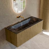 Badmeubel Mondiaz Kurve-Dlux | 110 cm cm | Meubelkleur Dusk | Wastafelkleur Lava | Solid surface | Wasbak midden spoelbak | Zonder kraangat(en)