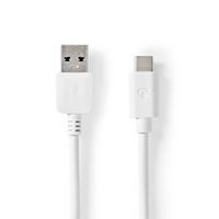 USB-Kabel | USB 3.2 Gen 1 | USB-A Male | USB-C Male | 5 Gbps | Vernikkeld | 1.00 m | Rond | PVC | Wit
