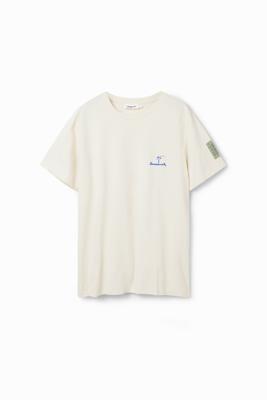 Effen T-shirt met borduursel - WHITE - S