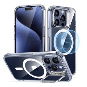 iPhone 15 Pro Classic Hybrid Case with Stash Stand Set (HaloLock) clear