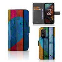 Nokia XR21 Book Style Case Wood Heart - Cadeau voor je Vriend