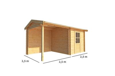 Blokhut met overkapping Fenna 500 cm bij 250 cm diep Zadeldak - Warentuin collection