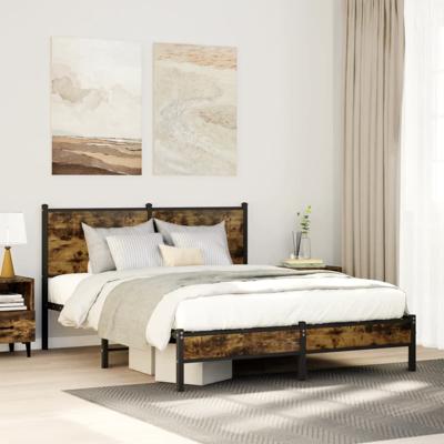 Bedframe zonder matras metaal gerookt eikenkleurig 140x190 cm