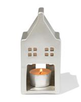 HEMA Theelichthouder 7x14.3x7cm keramiek huisje zilver