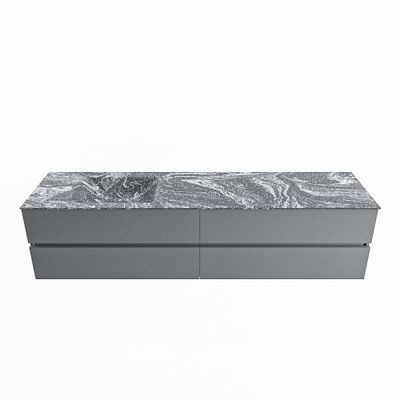 MONDIAZ VICA-DLUX 200cm badmeubel onderkast Plata 4 lades. Inbouw wastafel CLOUD links 1 kraangat, kleur Lava.