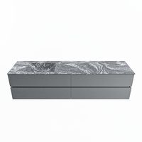 MONDIAZ VICA-DLUX 200cm badmeubel onderkast Plata 4 lades. Inbouw wastafel CLOUD links 1 kraangat, kleur Lava.