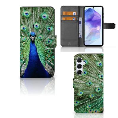 Samsung Galaxy A55 | Telefoonhoesje | Met pasjeshouder | Pauw