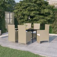7-delige Tuinset met kussens beige