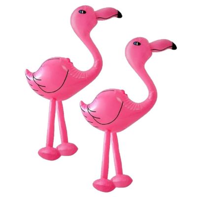 Set van 2x stuks opblaasbare dieren flamingos 60 cm