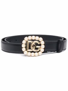 Dolce & Gabbana ceinture à boucle logo strassée - Noir