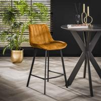 LifestyleFurn Barstoel 'Kora' Velvet, kleur Goud (zithoogte 66cm)