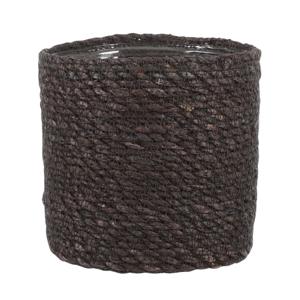 Mica Decorations Plantenmand - grijs - rotan - 16 x 16 cm   -