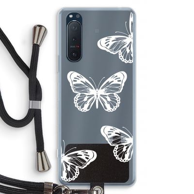White butterfly: Sony Xperia 5 II Transparant Hoesje met koord