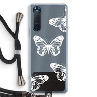 White butterfly: Sony Xperia 5 II Transparant Hoesje met koord