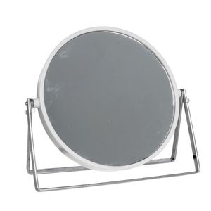 Make-up spiegel 2-zijdig gebruik - vergrotend - dia 18 cm - wit/zilver   -