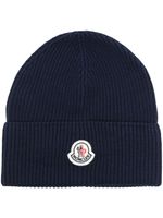 Moncler bonnet en coton à patch logo - Bleu - thumbnail