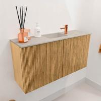Toiletmeubel Mondiaz Joya Dlux | 80 cm | Meubelkleur Oak | Faye wastafel Opalo Wasbak Midden | 1 kraangat