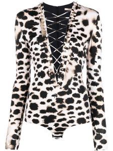 Roberto Cavalli body à imprimé léopard - Noir