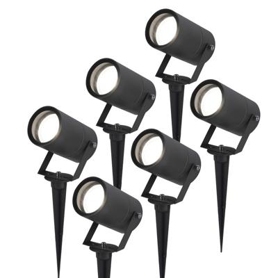 Set van 6 Spikey LED prikspots - GU10 5 Watt 400 lumen - Dimbaar - Kantelbaar - 6000K daglicht wit - IP65 waterdicht - Zwart - Tuinspots - Pinspots