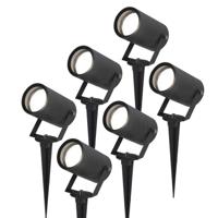 Set van 6 Spikey LED prikspots - GU10 5 Watt 400 lumen - Dimbaar - Kantelbaar - 6000K daglicht wit - IP65 waterdicht - Zwart - Tuinspots - Pinspots