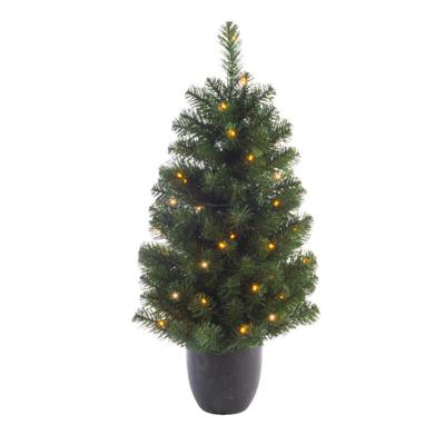 Bellatio Decorations Kunst kerstboom - groen - H90 cm - met kerstverlichting - kunstboom