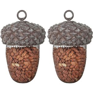 2x Vogelvoerbak eikel aan hanger 22 cm   -