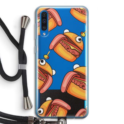 Hamburger: Samsung Galaxy A50 Transparant Hoesje met koord