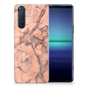 Sony Xperia 5II TPU Siliconen Hoesje Marmer Oranje