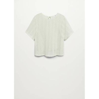 Mango top met open detail groen