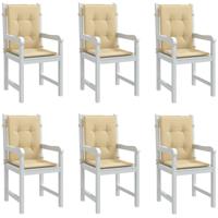 VidaXL Stoelkussens 6 st lage rug 100x50x4 cm stof gemêleerd beige
