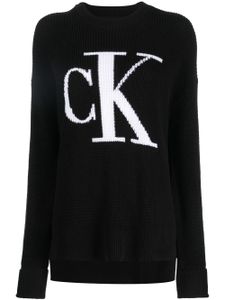 Calvin Klein Jeans pull à logo en intarsia - Noir